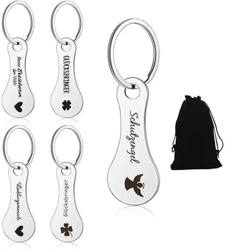 5 Pièces Jeton Caddie Mousqueton Porte Clé Jeton Caddie Personnalisé Universel Porte Clés Jeton Caddie de Courses Extracteurs en Acier Inoxydable Clés,pour Les Gadgets de Commodité
