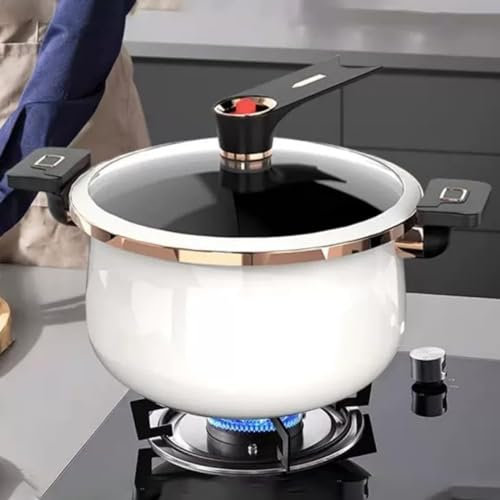 Marmite à deux anses, marmite antiadhésive avec couvercle en verre, marmite émaillée, céramique, marmite à soupe, 7L, grande capacité, compatible cuisinière à gaz/IH, antiadhésive, pour plats mijotés,