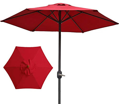 GLJTUO Parasol De Jardin, Parasol De Jardin Rouge Imperméable pour Tables Basses, Parasol De Marché Rond Portable pour Jardin, Pelouse, Balcon, 2 M/6,5 Pi,
