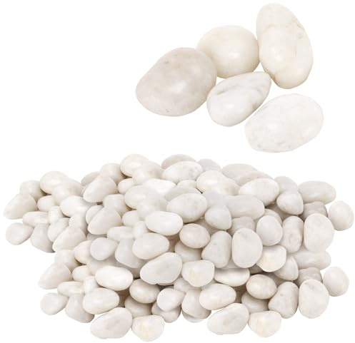 PINGEUI 3 kg de galets blancs pour jardin, 30-50 mm, pierres décoratives pour aménagement paysager, pour jardin, vase, pots de fleurs, aquariums, terrariums
