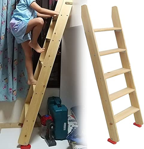 TMKDNNKG Scala a Castello per dormitorio con Ganci, Scala a Castello in Legno per soppalco, per Camper, roulotte, 100/125/150 cm (Dimensioni: 5 gradini, 150 cm/59 cm)