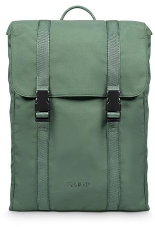 FITZ & HUXLEY Ocean Pack Rucksack 12L Damen Herren mit Laptopfach 16 Zoll | Recyceltes Meeresplastik, vegan, wasserabweisend, Anti-Diebstahl-Fach, Tagesrucksack für Uni, Arbeit, Reise, grün