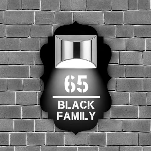 Custom Solar House Numbers for Outside, Personalized Solar Modern Door Plaque, Personalized House Numbers for Outside Light up for Yard, Door, Mailbox, Home (Style 2)