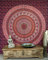GURU SHOP Boho-Style Wandbehang, Indische Tagesdecke Mandala Druck- Rot, Baumwolle, 230x210x0 cm