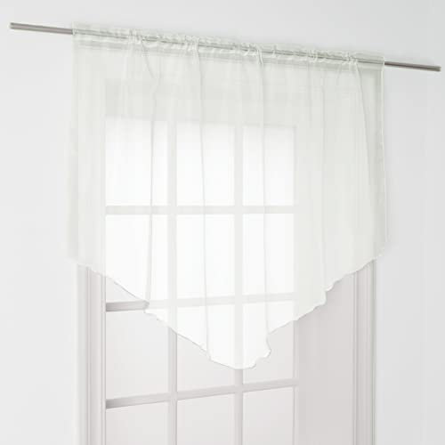 Arsvita Scheibengardine (Weiß) mit Stangendurchzug 140x100 cm - Bistrogardine Transparent, Panneaux Voile, Zipfelgardine - Kurzstore mit Tunnelzug