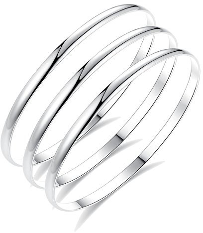 HooAMI Edelstahl glattes einfaches Armband -1 Saetze (3Stk)