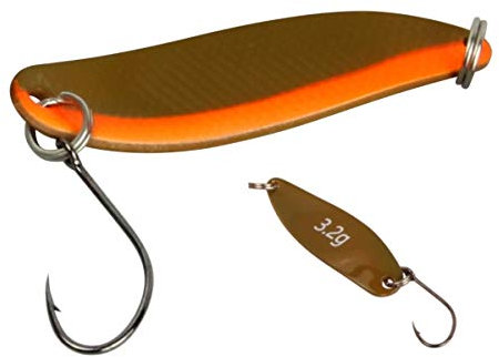 FTM Spoon Hammer 3,2g Glänzend Forellenhaken zum Spinnfischen auf Forellen, braun/orange