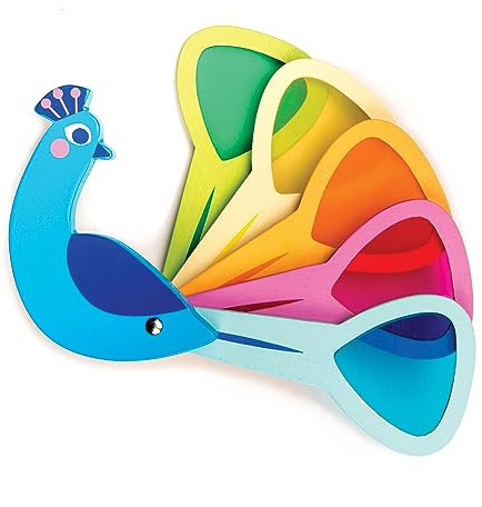 Tender Leaf Toys Pfauen-Regenbogenfarben – Kaleidoskop-Spiel aus Holz und Geschenk für Kinder ab 3 Jahren