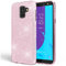 NALIA Handyhülle kompatibel mit Samsung Galaxy J6, Hülle Glitzer Ultra-Slim Silikon Case Cover Schutzhülle, Glitter Sparkle Handy-Tasche Bumper, Dünnes Bling Strass Phone Etui, Farbe:Pink