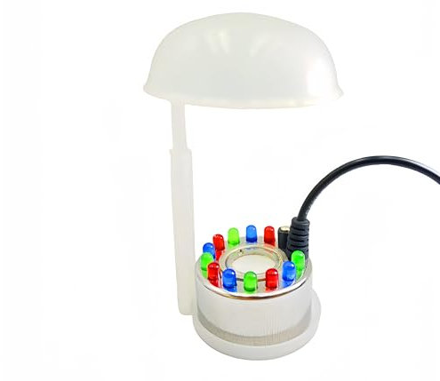 Akeydeco Fabricante de niebla para fiesta de Halloween, ultrasónico, fuente de estanque, nebulizador de 12 LED, luz roja, amarilla y azul, atomizador de aluminio, humidificador de aire para acuario de