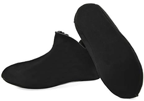 Moro-Design Lammfell Leder Mokassin Hausschuhe Pantoffeln Hüttenschuhe Slipper Schwarz 36-47