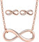 Collier argent pour femme fille, Pendentif de symbole infini, Bague d'oreille diamanté, orné des zircons, Ensembles de bijoux, or rose, Cadeau Noël anniversaire