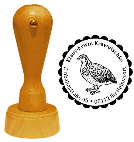 Stempel Wachtel dunkel gepunktet 01 - mit persönlicher Adresse