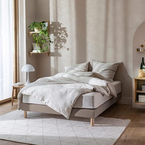 Cache-sommier 90x190 Taupe – 100% Coton Jersey Extensible – Doux, Résistant, Facile à Installer – Oeko-TEX – pour sommier de 15 à 30 cm
