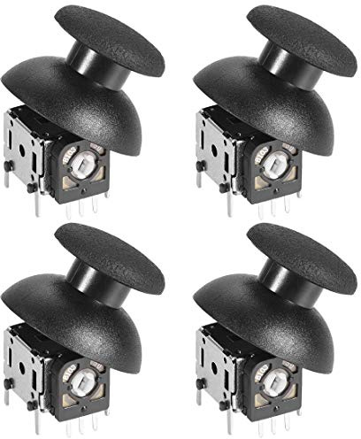 10 K Omh 3D Potentiometer, analog, Joystick-Controller, kabellos, Rocker Up Down, Momentary für tragbare Spiele, Xbox Schwarz, 4 Stück