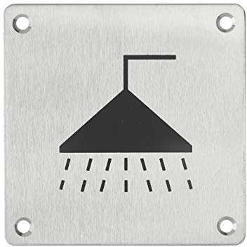 THIRARD - Plaque de signalisation Douche, à visser, inox brossé, marquage noir, 100x100mm