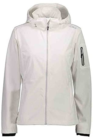 CMP - Leichte Softshelljacke für Damen mit abnehmbarer Kapuze, Weißer Stein, D34