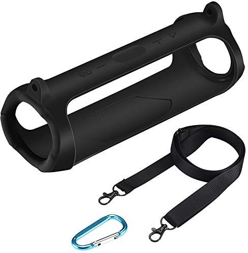 Seracle Silikonhülle Tragetasche Case Schlinge Tasche für JBL Charge 5 Bluetooth Lautsprecher (Black)