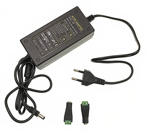 JZK 12V 5A 60W Adaptador de Fuente alimentación con Conector Hembra de 5.5 x 2.1 mm, Transformador de Potencia AC100V AC 240V a DC 12V para Tira de luz LED, cámara CCTV, DVR NVR