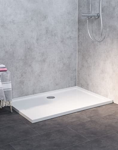 COMBIA Rechteck Duschwanne 140x80 | Duschtasse 140x80 superflach 35mm auch für bodengleichen Einbau | Mineral-Colorat durchgefärbt, zuschneidbar bis 5cm | barrierefrei & pflegeleicht