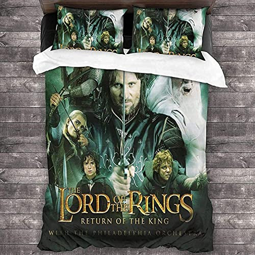NICHIYOBI The Lord of The Rings Bettbezug Bettwäsche Set - Bettbezug und Kissenbezug,Mikrofaser,3D Digital Print dreiteiliger Bettwäsche (7,Single 135x200cm)
