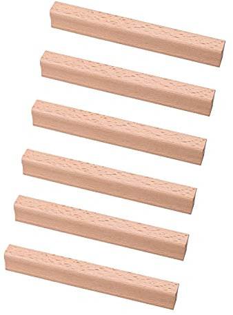 Tiradores de Madera para Cajón Manija del Gabinete 6 Piezas Tiradores de Puertas de Armario Tirador de Muebles,para Armario,Cocina,Gabinete,Color Madera (Hole distance:64mm)