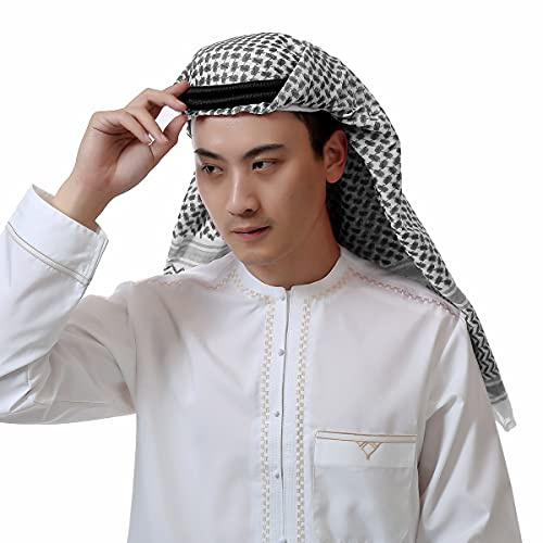 IBLUELOVER Écharpe Arabe pour Homme Foulard Arabe Musulman Turban Islamique Hijab Traditionnel Musulman Bandana Respirant Serre-tête Indien Scarfs Épais Élastique Headscarf Coiffure Mode Couvre-chef