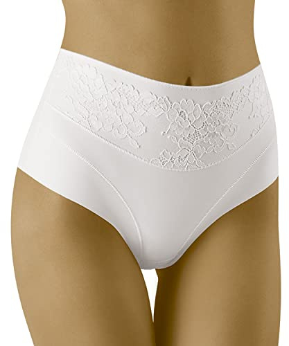 Wolbar Dame Miederslip Shapewear Geblümt Hoher Bund WB438, Weiß,L