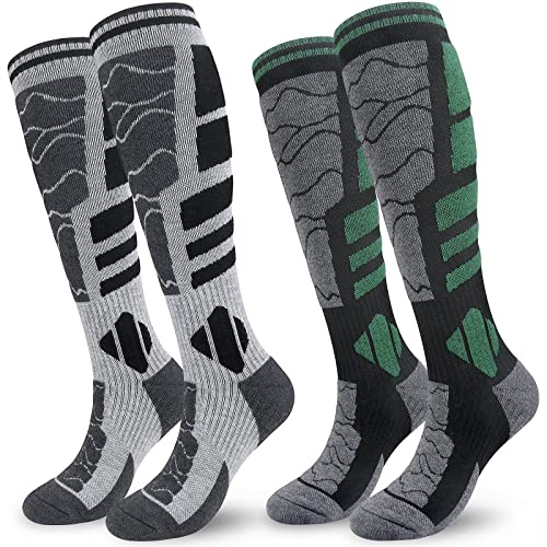 KOOOGEAR Chaussettes de ski thermiques pour homme - Chaussettes de sport hautes pour homme - 42-40 - Chaussettes de sport rembourrées haute performance pour la randonnée, le trekking, le ski, le