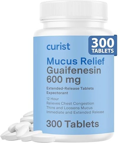 Curist Guaifenesin 600 mg Extended Release Tablets (300 Count) Mucus Relief