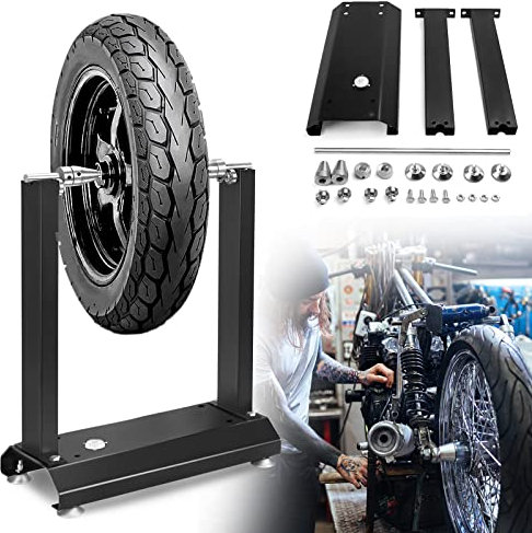 YARDIN Auswuchtbock für Motorradräder, Auswuchtgerät Motorrad mit 4 Verstellbare Füße, Radauswuchtmaschine Schwarz Geeignet für mehrere Radgrößen 40x19x50cm