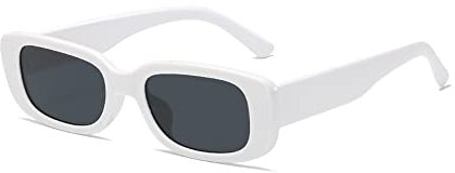 Taomeng Gafas de sol retro con marco pequeño para hombres y mujeres, gafas de sol rectangulares de moda, gafas de sol transfronterizas, Blanco