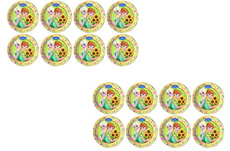 ALMACENESADAN, 4878, pack fiesta Frozen; compuesto por 16 platos de cartón de 19,5 cm, ideal para fiestas y cumpleaños.
