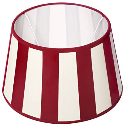 B-Ware Lampenschirm gestreift Tischlampenschirm E27 Lampenschirm oval mit Streifen gestreifter Schirm rund (rund ø 25 cm, Weinrot-Creme)