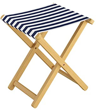 Erst-Holz Klappbarer Gartenstuhl Buche Natur Stoff blau-weiß V-10-216N-17