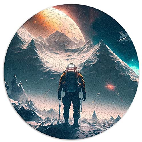 für Erwachsene 1000 Teile Puzzle Geschenke Mann im Mond Kreative runde Puzzles für Erwachsene und Kinder Papppuzzles Lernspiel Herausforderung Spielzeug (Größe 67,5 x 67,5 cm)