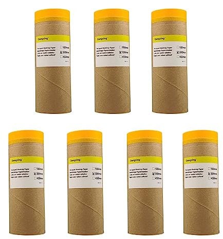 qiangxing Vorgeklebtes Abdeckpapier mit Klebeband, 45g papier Größe 30cm x 20 m (jede Rolle), insgesamt 140 m, 7 Stück…