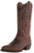 ANUFER Uomo Elegante Ricamato Stivali da Cowboy Occidentale Tacco a Punta Antiscivolo Stivali a Metà Polpaccio Marrone SN071164 EU40