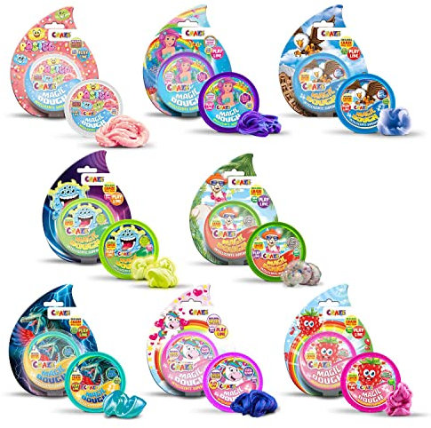 MAGIC DOUGH Confezione da 8 plastiline intelligenti in 8 colori assortiti, argilla da modellare da 35 gr senza BPA e senza glutine Set plastilina per bambini