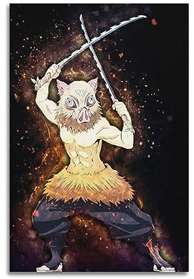VZRSQZK Anime Demon Slayer Mouth Hei Inosuke Poster, dekoratives Gemälde, Leinwand, Wandposter und Kunstdruck, modernes Familienschlafzimmer-Dekor-Poster, 20 x 30 cm
