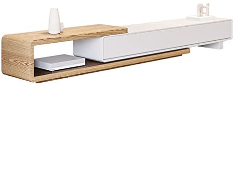 TV Table Modern Minimalist TV Stand, Living Room Extendable TV Stand Media Console, Holds Up to 90 TV, 3 Drawers, Fully Assembled, 59-86 TV Stand (Color : Natural)