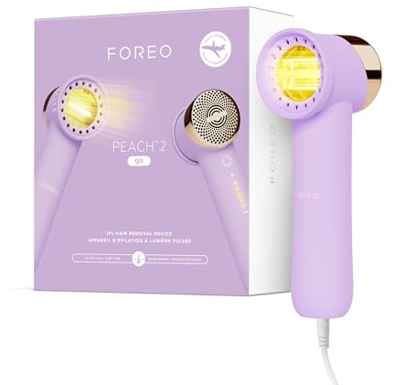 FOREO PEACH 2 go IPL Haarentfernungsgerät Dauerhafte Haarentfernung auf Reisen Laser-Haarentfernung Körper und Gesicht Schnell Schmerzfrei Kühlung und Silikonhülle Lavender