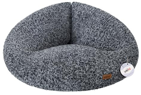 DOGGY Hundebett, Dreieckig Hundematratze, Hundecouch, kleine Hunde, Kissen, Korb, Haustier, Hundebox, Schlafplatz, Hundemöbel, 75x60 cm, Schwarz mit Pelz