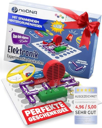 NoDNA - Kit per esperimenti elettrici per bambini a partire dagli 8 anni in su, 300 esperimenti per bambini a partire da 8, kit di costruzione elettronica, kit di costruzione elettrico, kit di