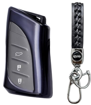 MEDZUK Schlüsselhülle Kompatibel mit Lexus UX 250h 2019-2024 2025 Autoschlüssel Hülle Schutz, Schlüsselgehäuse Zubehör mit Schlüsselanhänger (Schwarz)