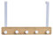 LEKE GO Percha de puerta con 5 colgadores blanca de metal y madera de 38,5x4,8x25,5 cm