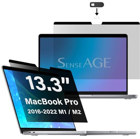 SenseAGE Magnetischer Privatsphäre-Bildschirmschutz für MacBook Pro 13 Zoll (2016-2021 M1/M2) mit WebcamSchiebeabdeckung, Bläschenfrei, Blendschutz