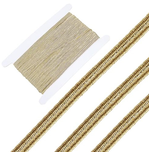 GORGECRAFT 48 Yards Metallisches Gummiband Flach Geflochtenes Nylon Stretchband Strickriemen Kordeln Zum Nähen Basteln Schleifenmachen Kleidungszubehör Nähen Geschenkverpackung Dunkelkhaki