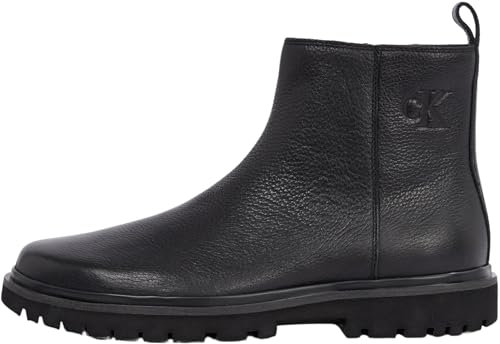Calvin Klein Uomo Stivaletti Chelsea Eva Mid Zip Tumbled con Zip, Nero (Triple Black), 44