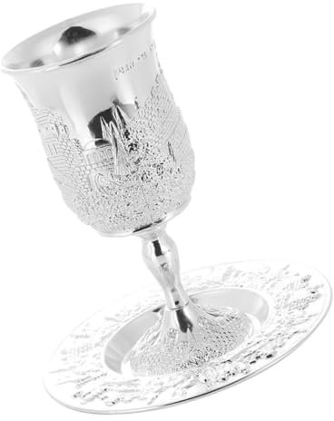 PAMINGONO 1 Set Jüdisches Weinglas Tisch Weinbecher Zarter Schabbat Becher Angebotszubehör Kiddusch Mit Untertasse Heiliger Havdalah Wein Festival Wein